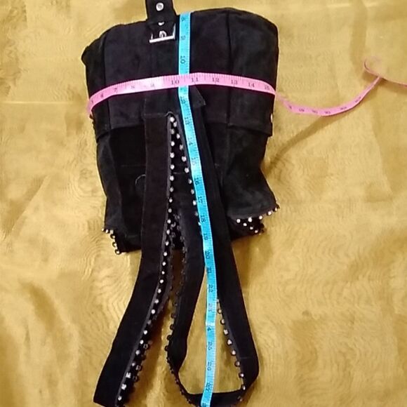 Backpack Handmade Women's Suede Black Backpack - Picture 9 of 15